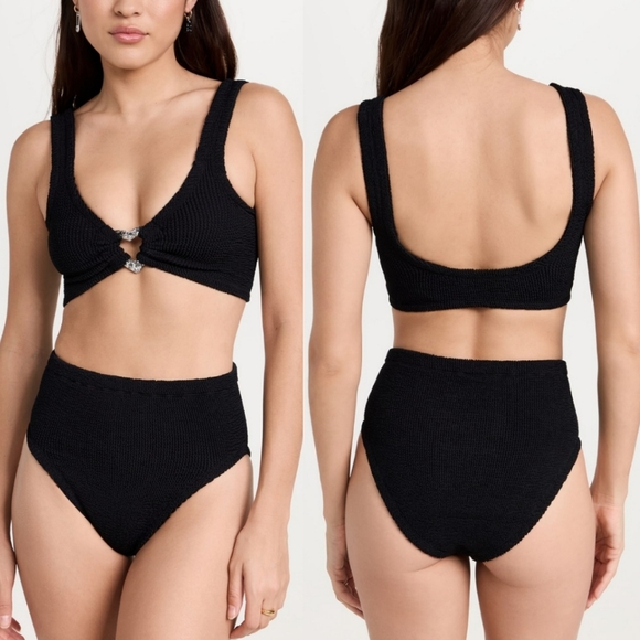 New Hunza G Jessica Navy Bikini 2 Piece Swimsuit Set NWT One Size - Picture 9 of 15